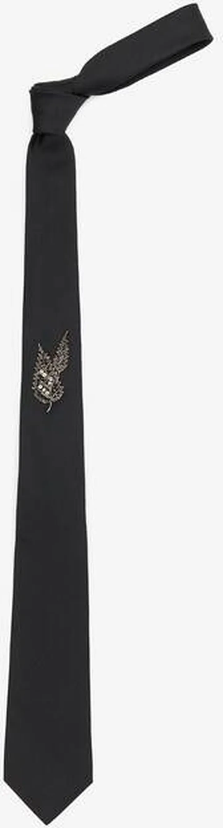 Men's Nettle Embroidery Tie In Black