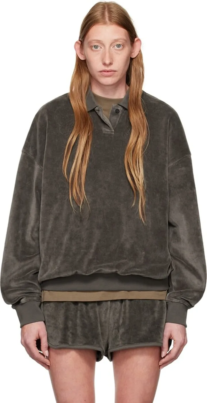 Essentials Gray Long Sleeve Polo