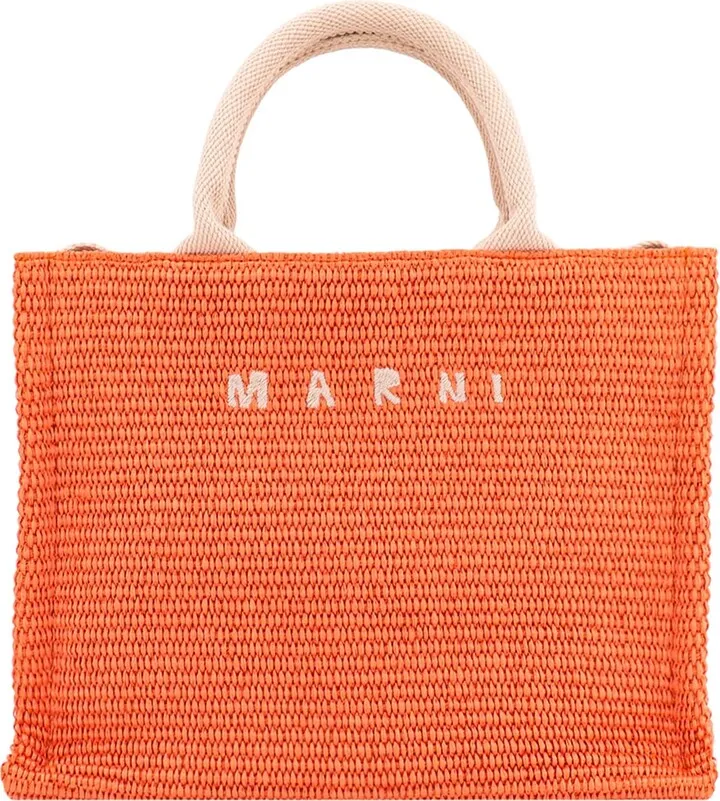 Rafia handbag with embroidered logo
