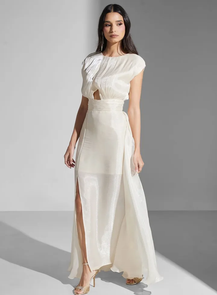 Cutout Detail Dress With Slit