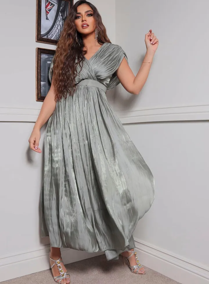 Leen Aboushaar Dress With Gathered Sleeves And Sheen