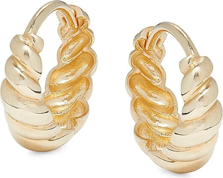 14K Yellow Gold Shrimp Hoop Earrings