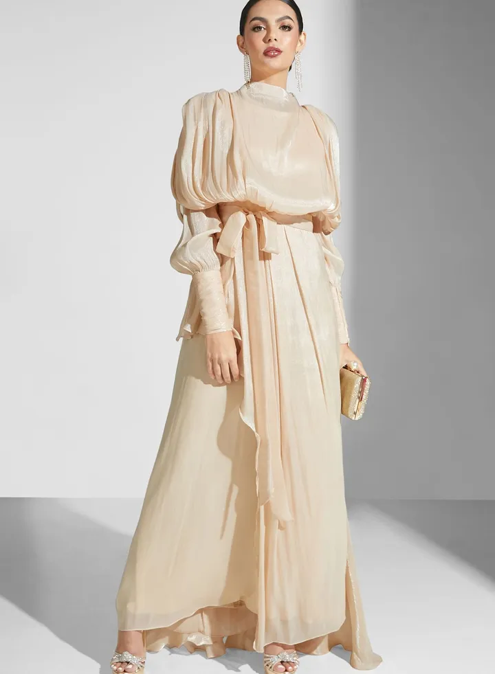 Nour High Neck Shimmer Dress