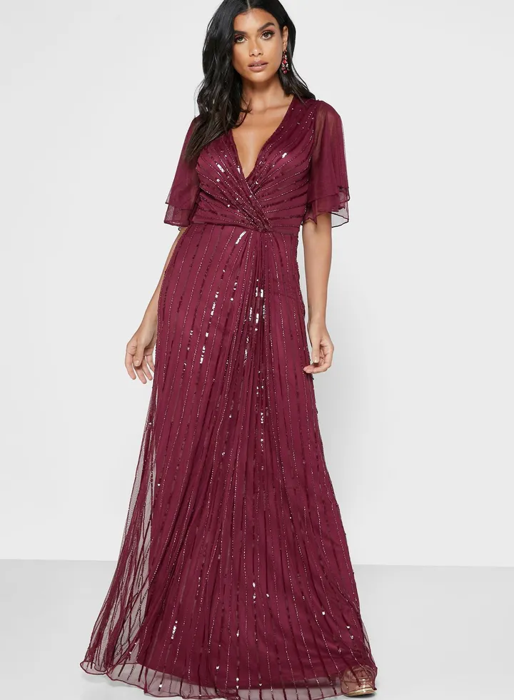 Angel Sleeve Sequin Dress