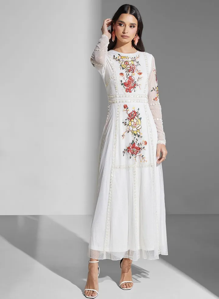 Embroidered Floral Dress