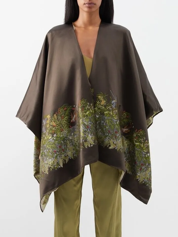 Embroidered Satin Cape