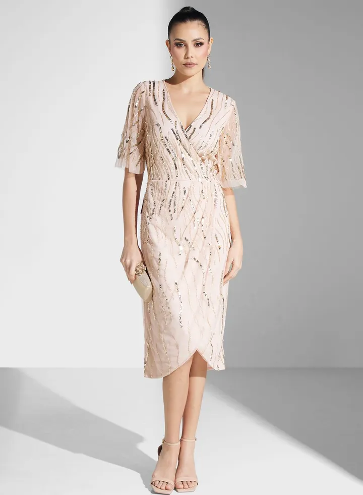 Embellished Wrap Dress