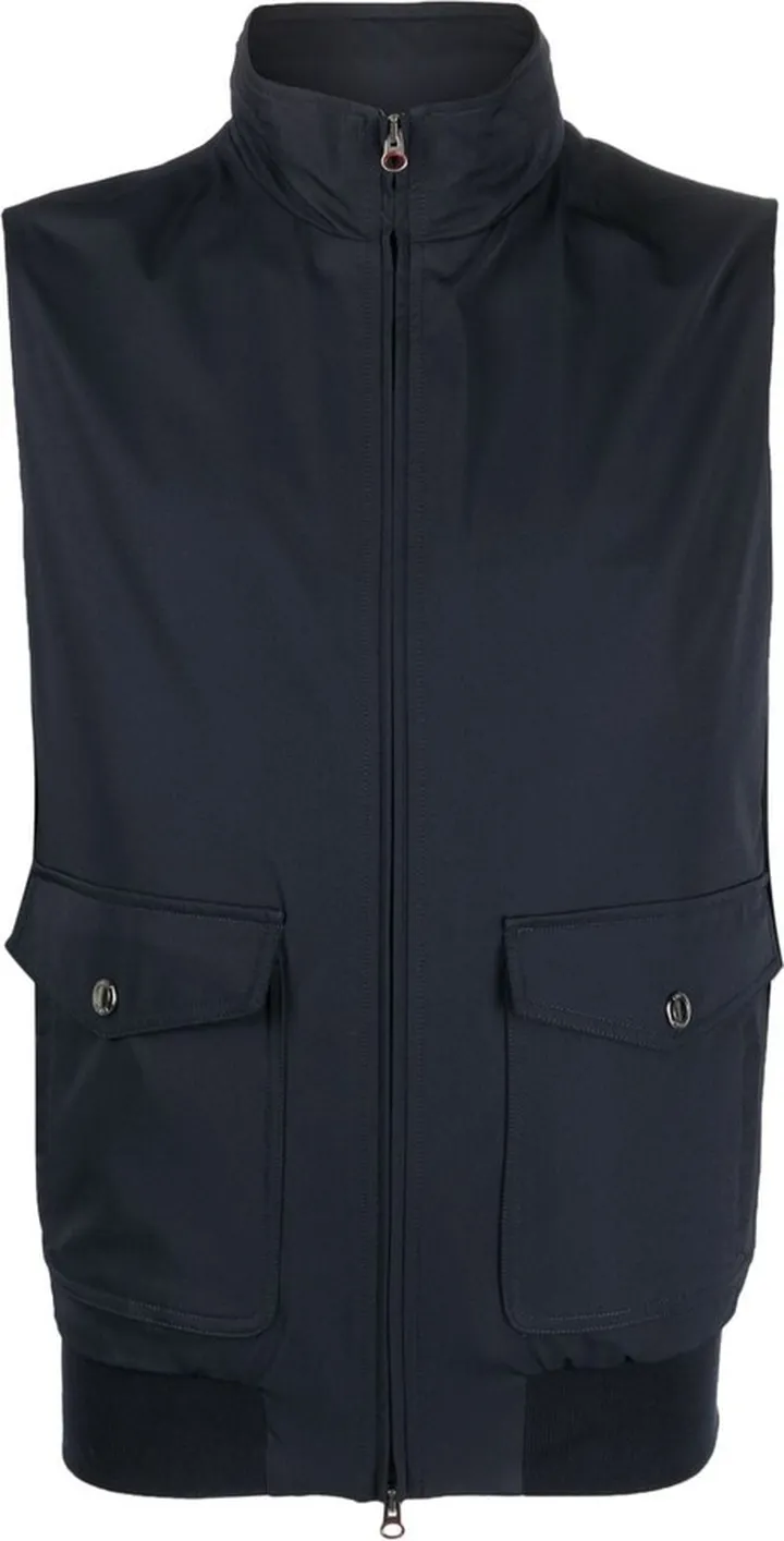 High-Neck Sleeveless Gilet Jacket
