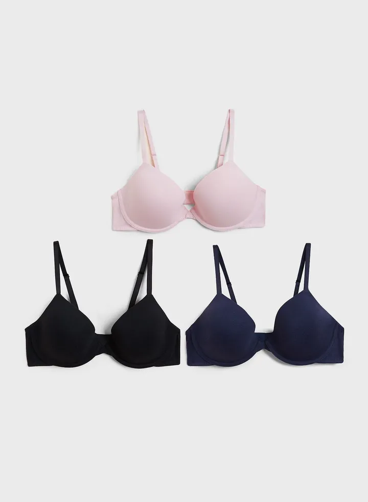 3 Pack Wired Plunge T-Shirt Bra