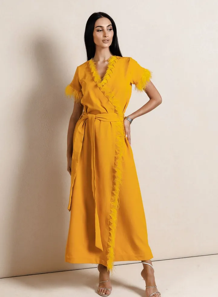 Belted Fringe Detail Dress
