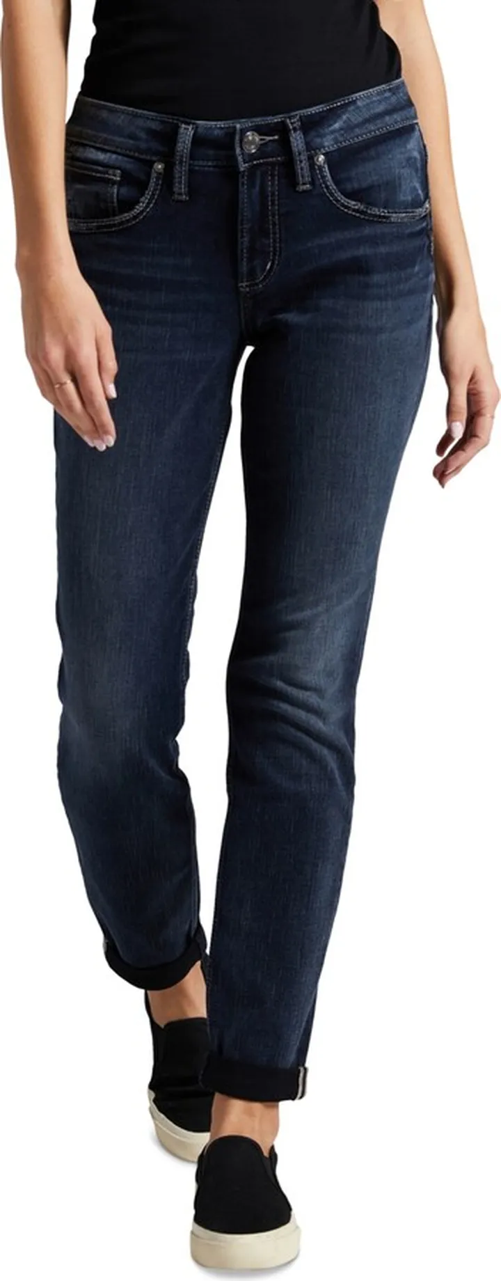 Silver Jeans Co. Women's Boyfriend Mid-Rise Slim-Leg Jeans