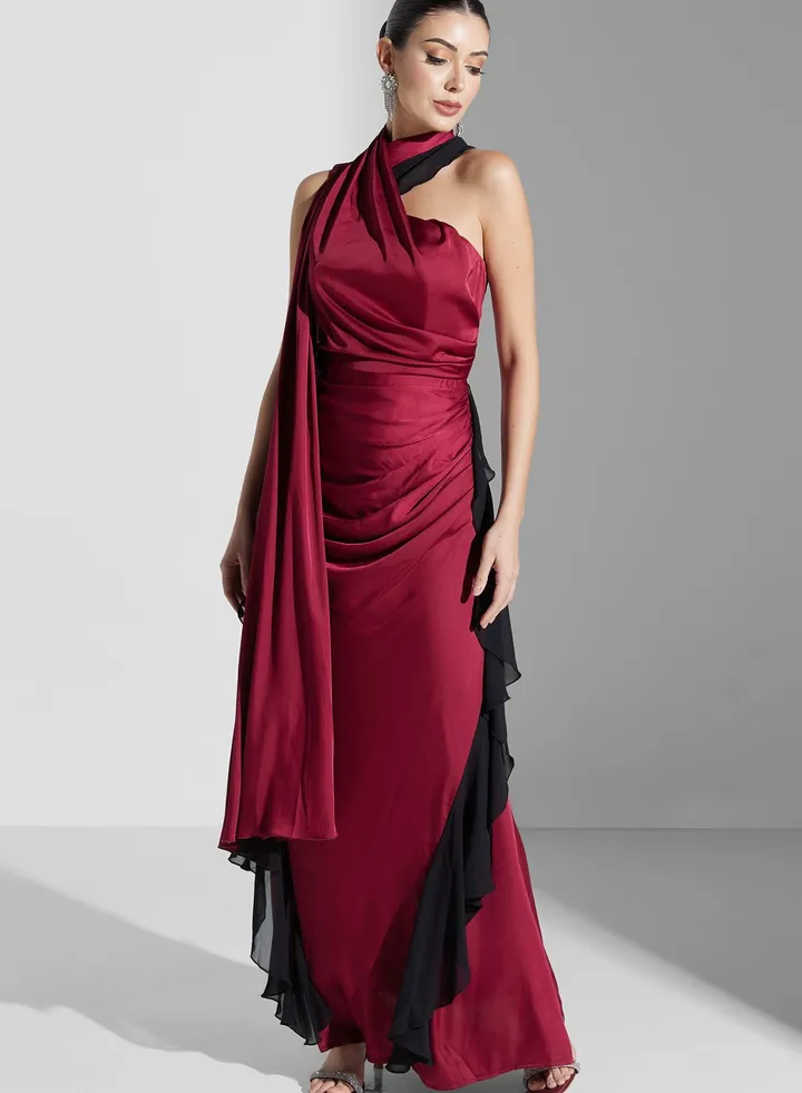 One Shoulder Ruched Detail Dress