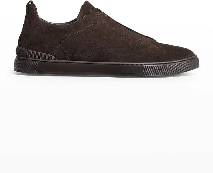 Men's Triple Stitch Suede Low Top Slip-On Sneakers