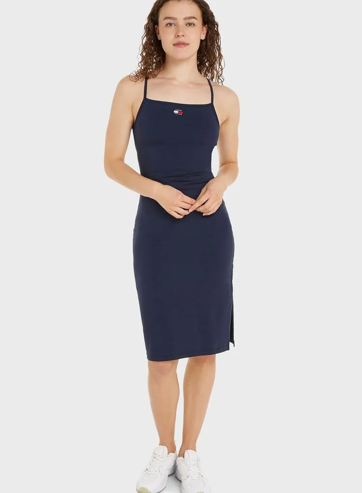 Strappy Ribbed Knitted Dress