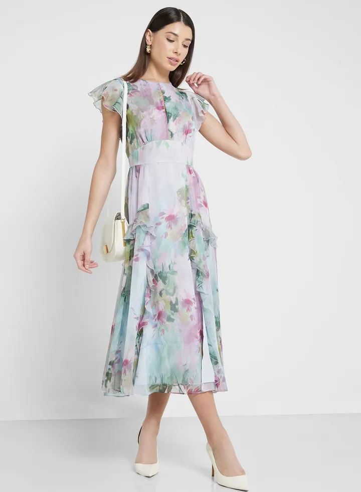 Waterfall Ruffle Dress