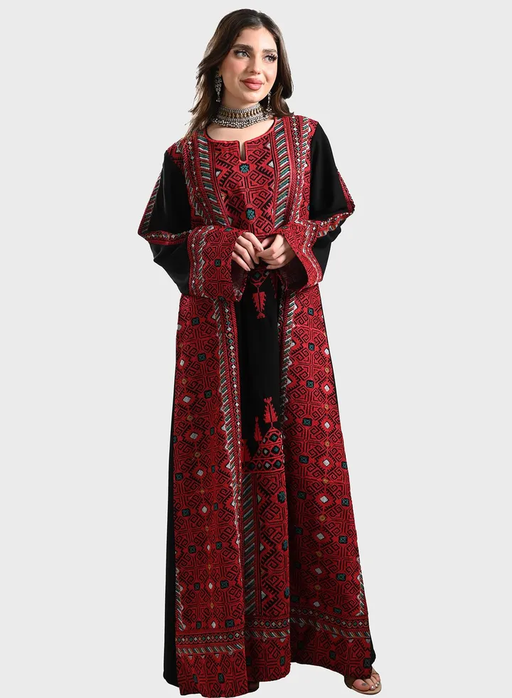 V-Neck Emballished Jalabiya