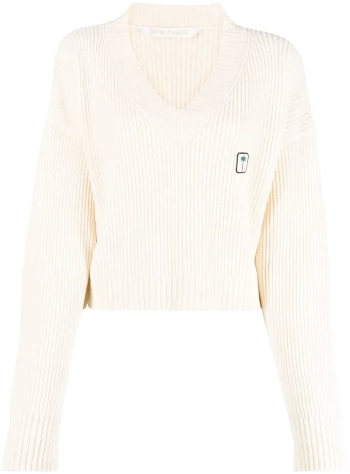 ribbed V-neck jumper