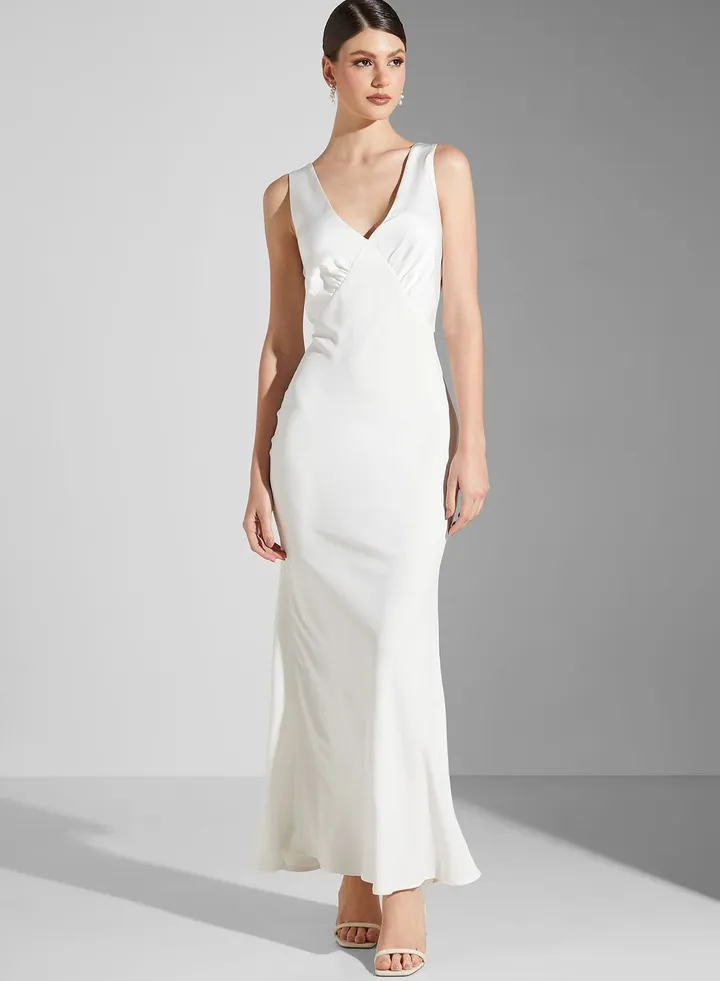 Plunge Neck Knitted Dress