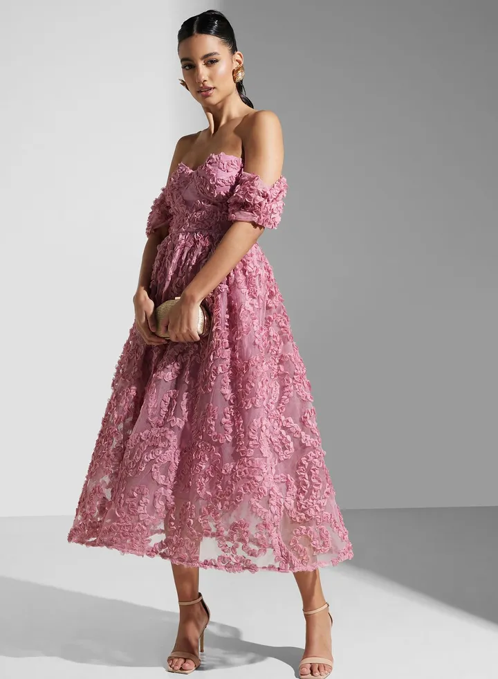 Bardot Corset Style Midi Dress