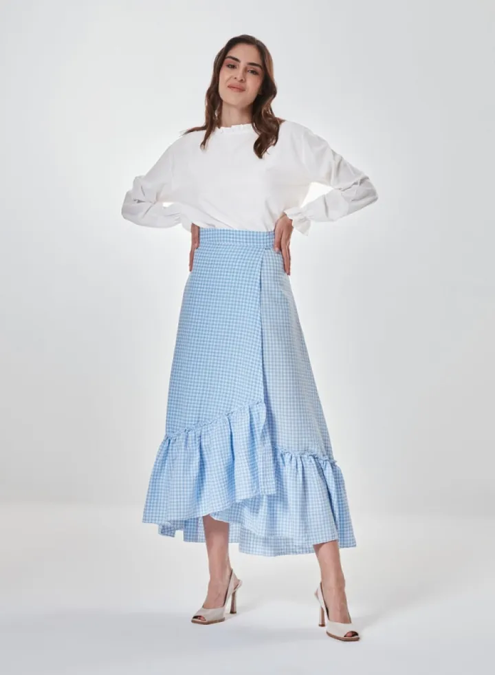 Ruffle Detail Midi Skirt
