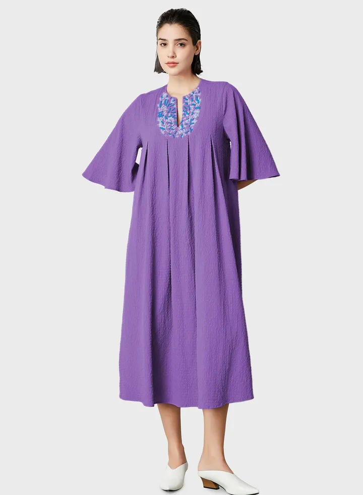 Embroidered Pleated Kaftan