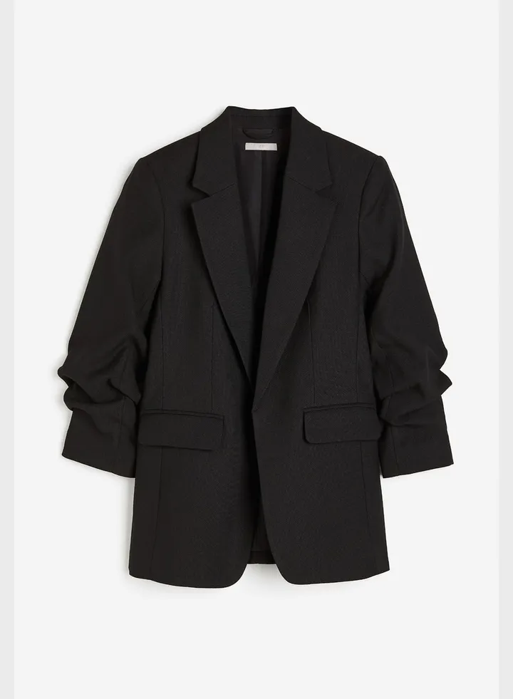 Gathered Sleeve Blazer