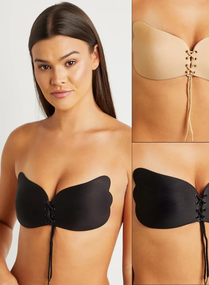 2 Pack Of Stick On Lace-Up Bra
