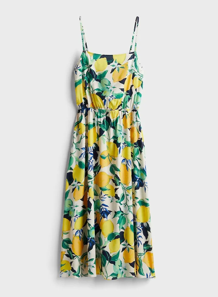 Strappy Tiered Printed Dress