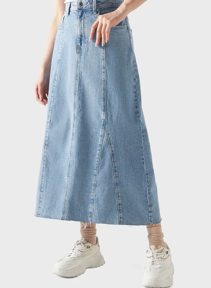 Pocket Detail Denim Skirt