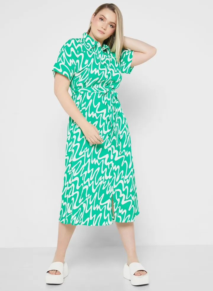 Printed Belted Dress