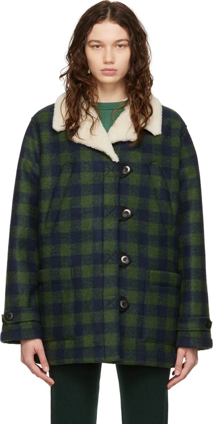 A.P.C. Green & Blue Federica Coat