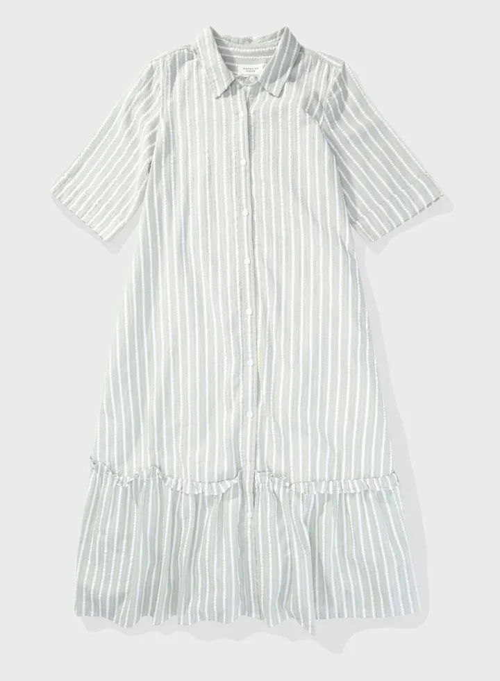 Ruffle Detail Shirt Dress