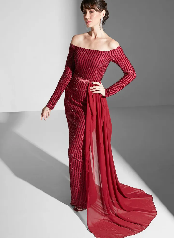 Shimmer Dress With Trail