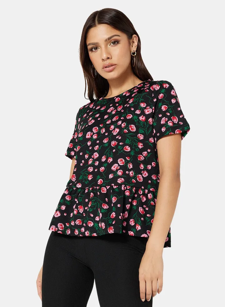 Floral Print Peplum Top