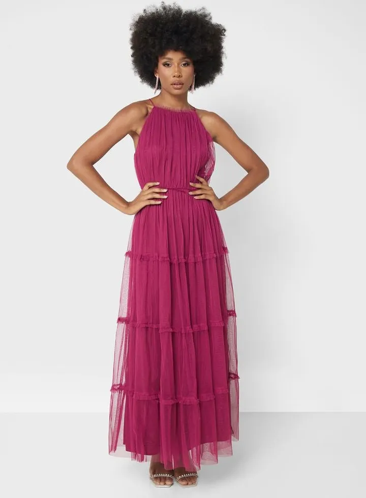 Ruched Ruffle Dress