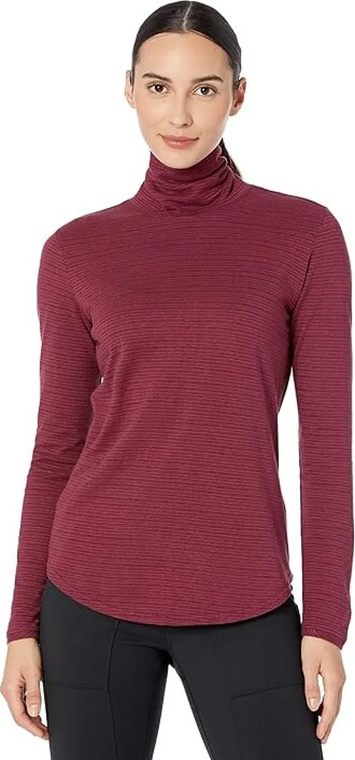 Royal Robbins Vacationer Turtleneck Long Sleeve (Burnt Grape Stripe) Women's Clothing