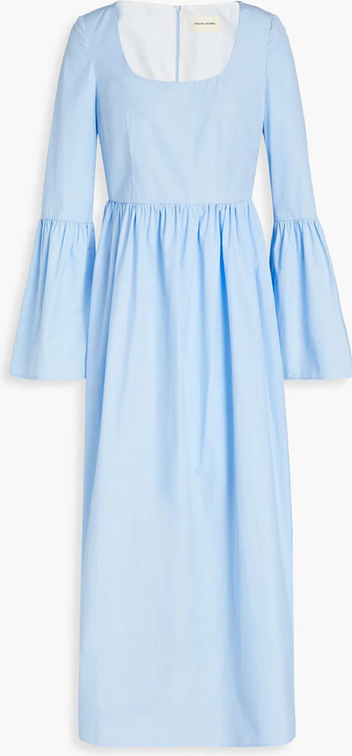 Keppel gathered cotton-poplin maxi dress