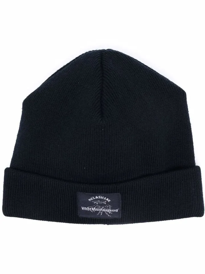 x White Mountaineering logo-patch beanie