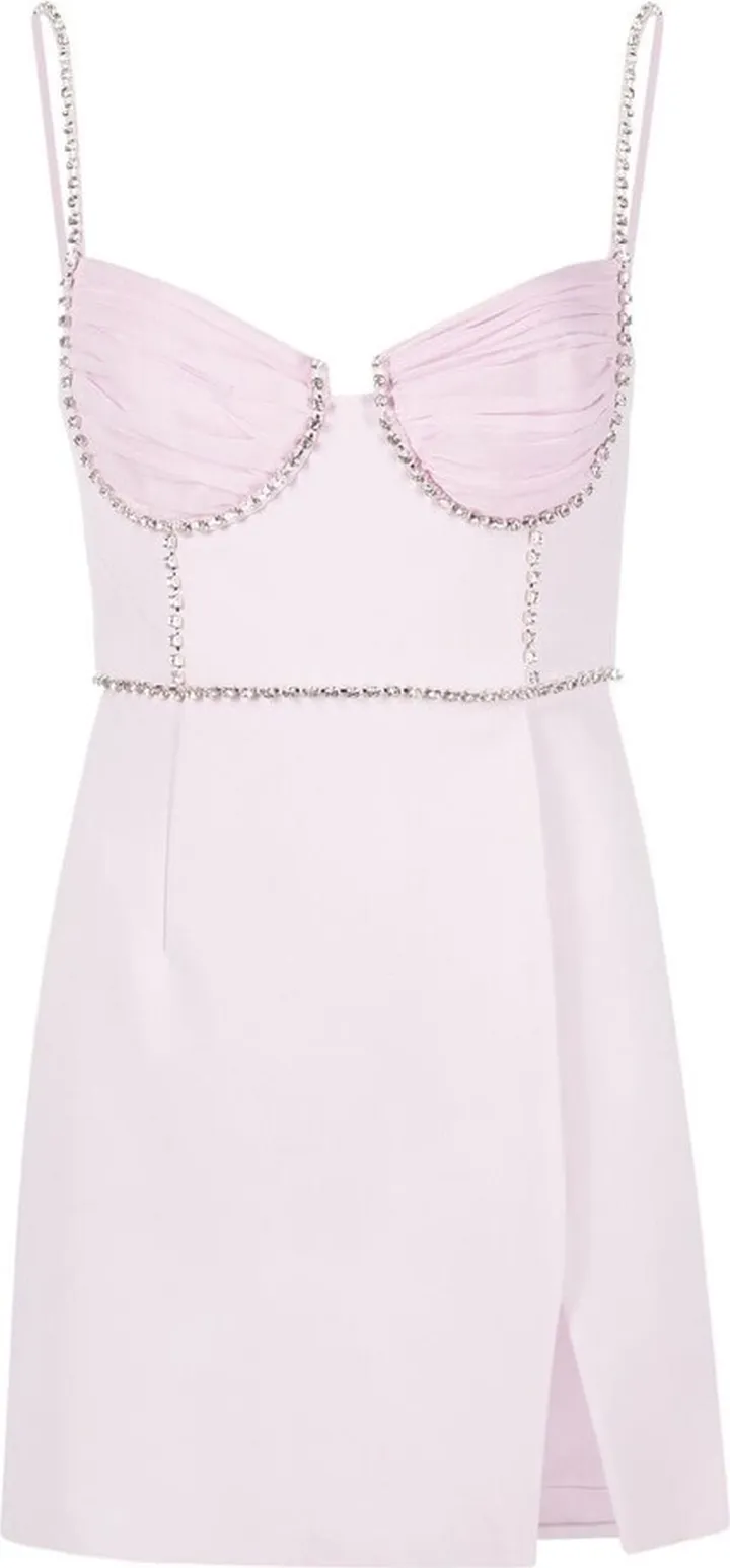 Diamanté-Trim Fitted Mini Dress