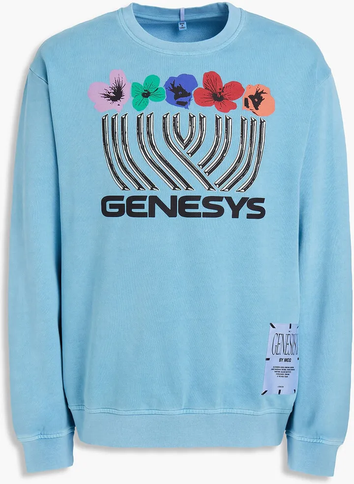 Appliquéd floral-print French cotton-terry sweatshirt