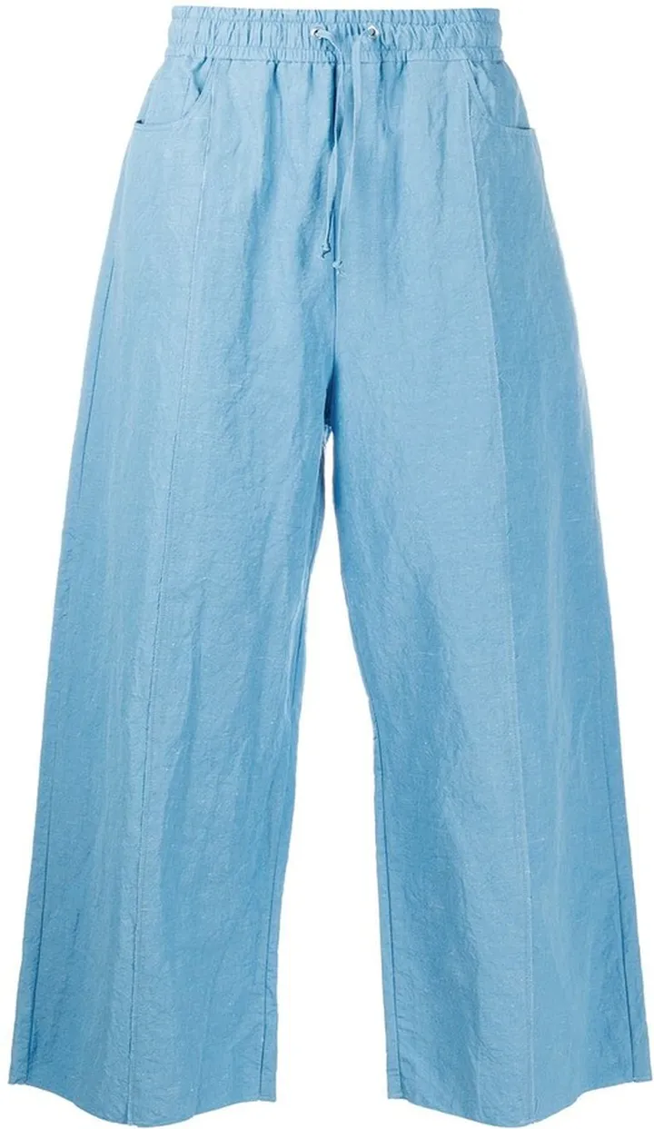 Crinkled Wide-Leg Trousers