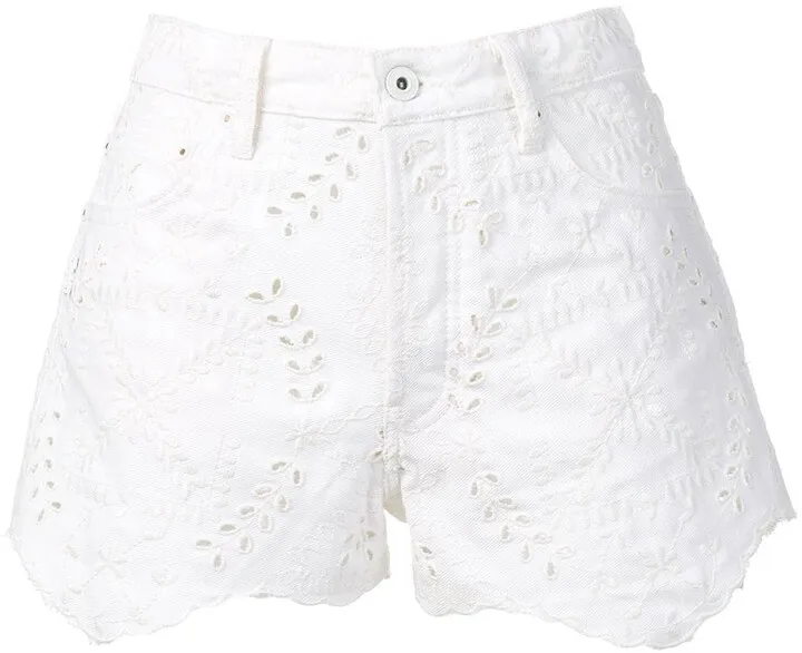 Embroidered Denim Shorts