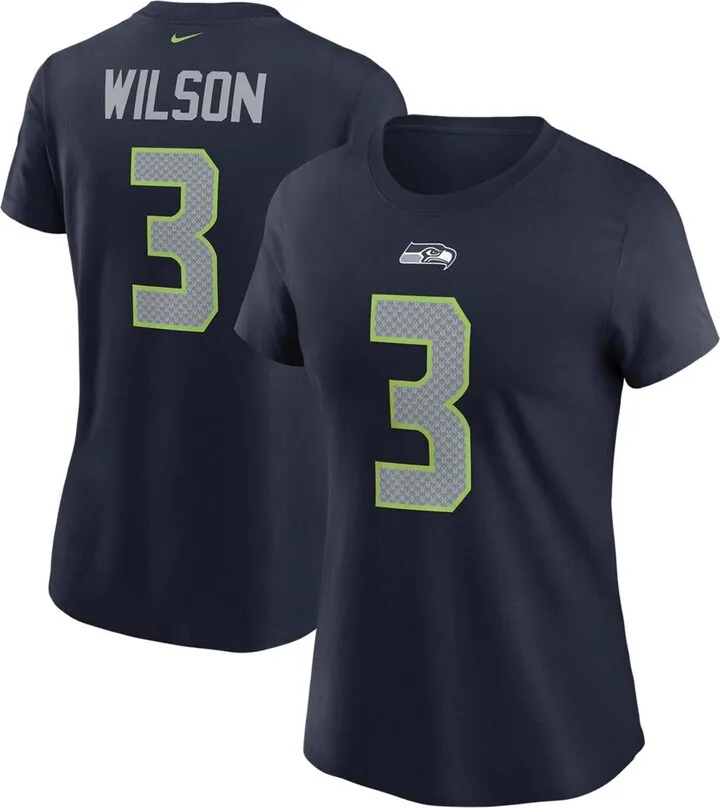 Women's Russell Wilson College Navy Seattle Seahawks Name Number T-shirt