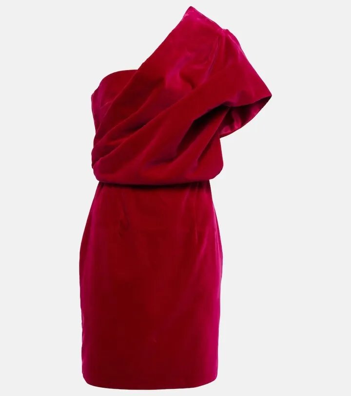 Velvet one-shoulder minidress