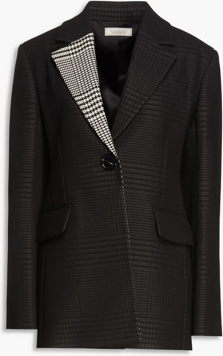 Prince of Wales checked woven blazer