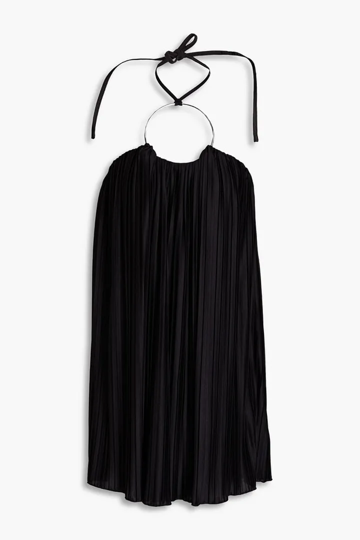Pleated satin mini dress