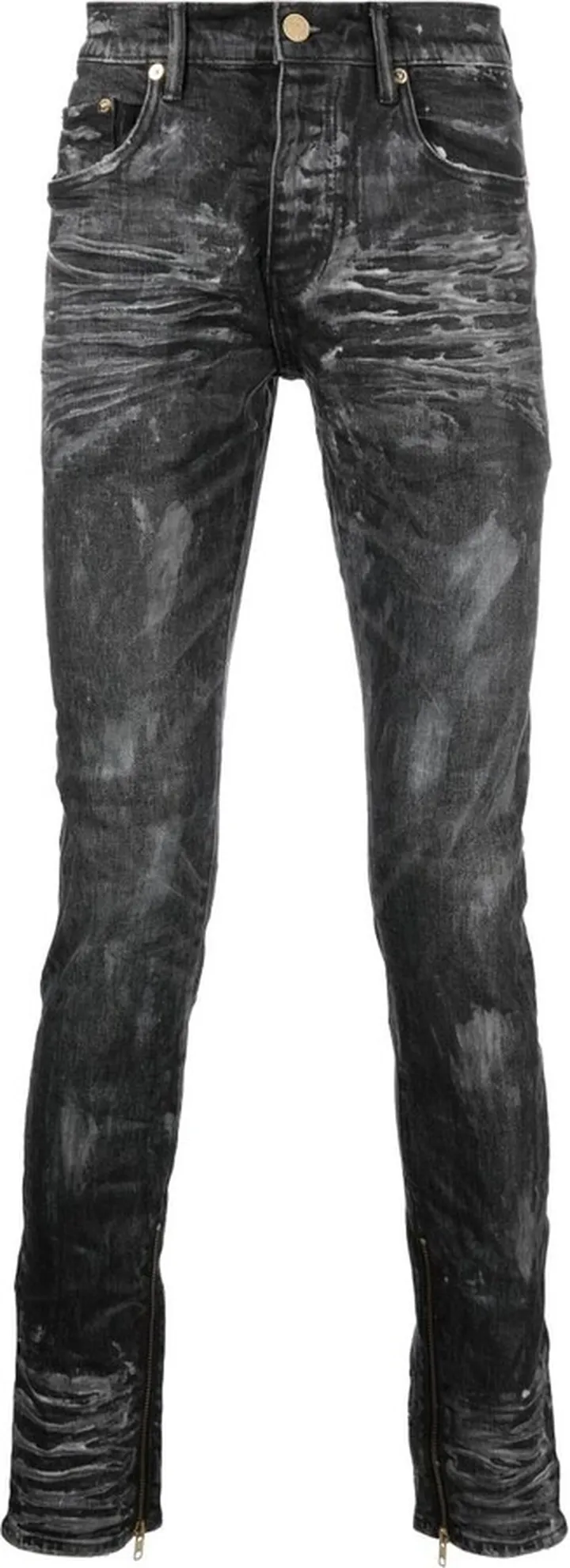 Black Coated Distressed Skinny Jeans