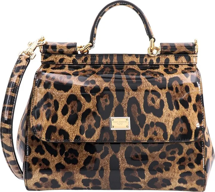 Kim Dolce e Gabbana shiny leather handbag with animalier print