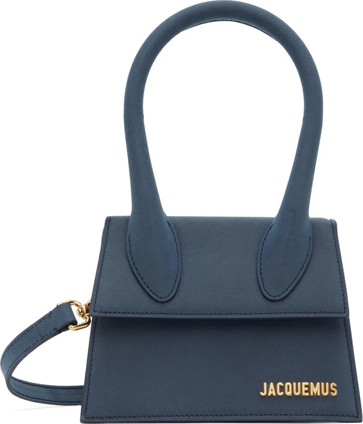Jacquemus Navy Le Raphia 'Le Chiquito Moyen' Bag