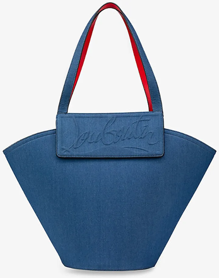 Womens Blue Loubishore Logo-embossed Denim Tote bag